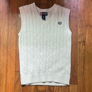 Chaps Cream V-Neck Cable Knit Sweater